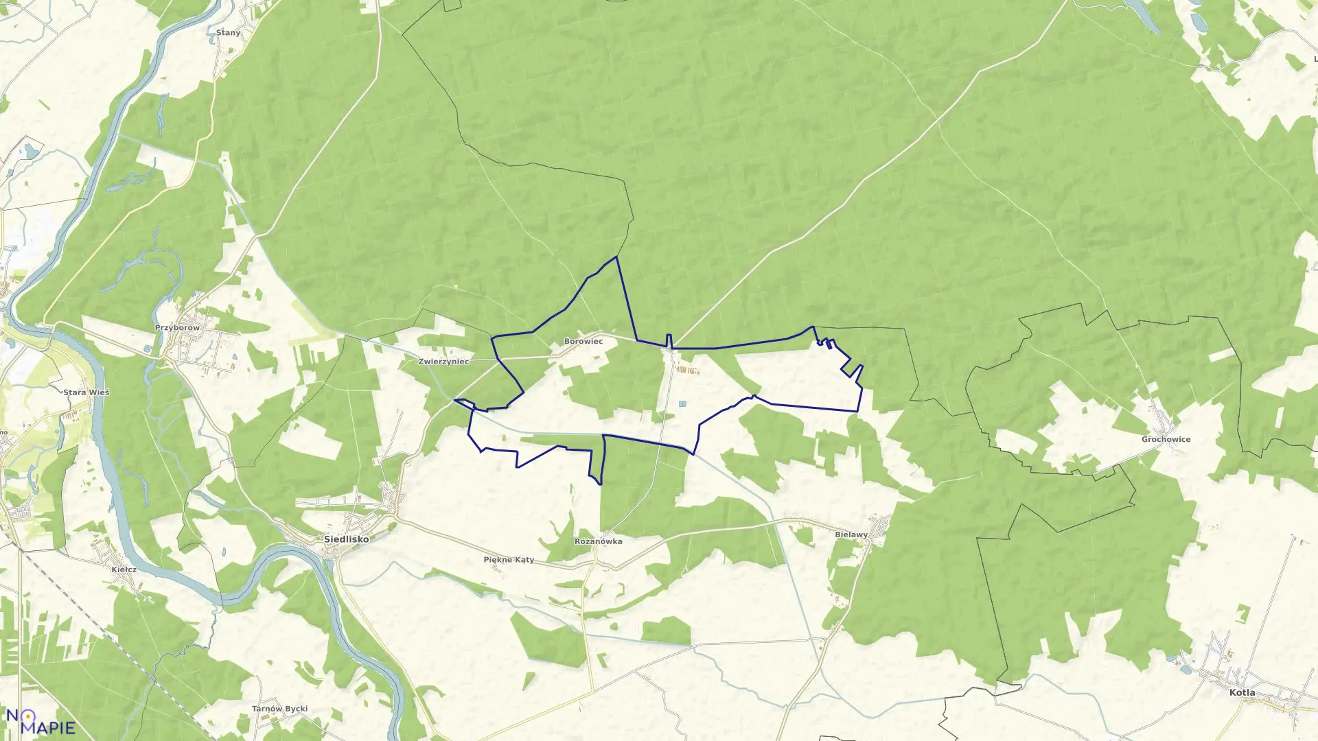 Mapa obrębu BOROWIEC w gminie Siedlisko