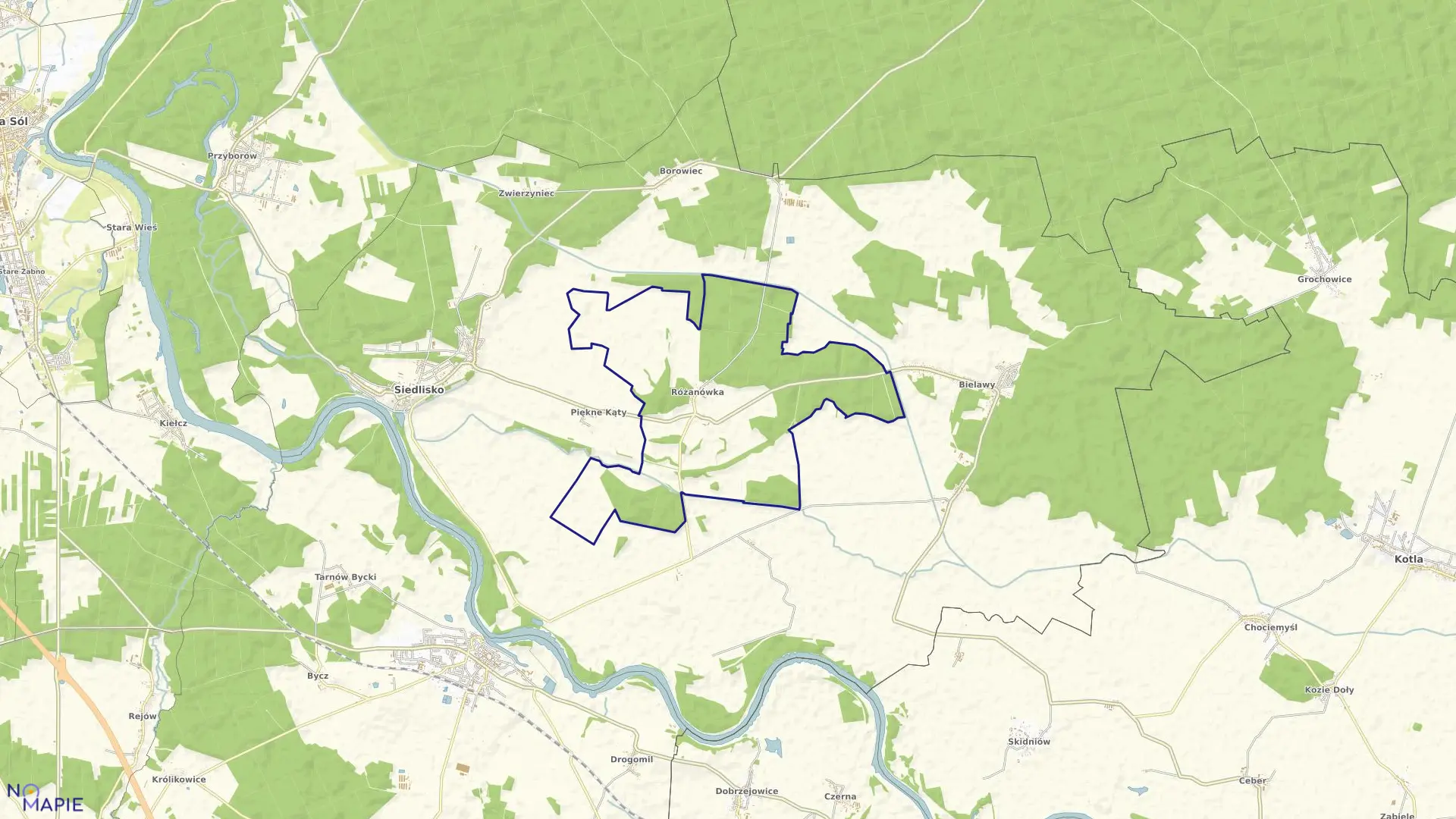 Mapa obrębu RÓŻANÓWKA w gminie Siedlisko